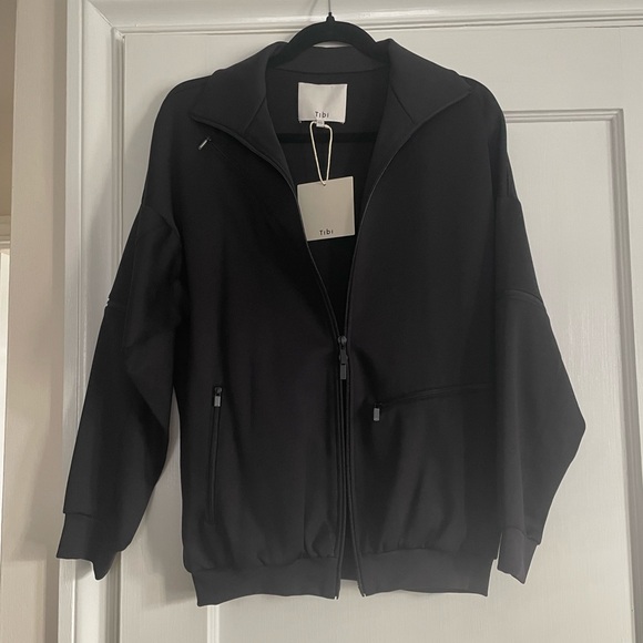 Tibi Active Knit Zipper Detailed Track Jacket, black, XXS - Picture 4 of 8